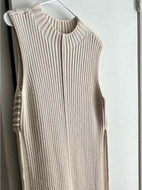 Sleeveless Ribbed Knit Maxi Dress in Light Cream
